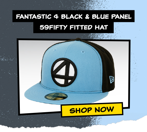 Fantastic 4 Logo Black and Blue Panels New Era 59Fifty Fitted Hat-7 5/8  Fitted 